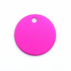 Colored Aluminum Pendants, Laser Cut, Double Sided Dog Pet Name Phone Number ID Tag Charm, Flat Round, Magenta, 30x1mm, Hole: 3.5mm(ALUM-S018-JA633-8)