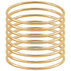 8Pcs 304 Stainless Steel Thin Wrap Bangle for Women, Real 18K Gold Plated, Inner Diameter: 2-1/2 inch(6.5cm)(BJEW-BC0001-16G)