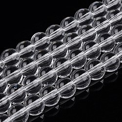 Transparent Glass Beads Strands, Round, Clear, 6~6.5mm, Hole: 1.4mm, about 67~70pcs/strand, 14.76 inch~15.16 inch(37.5~38.5cm)(GLAA-T032-T6mm-13)