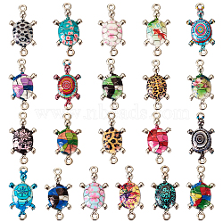 42Pcs 21 Colors Alloy Enamel Connector Charms, Platinum, Sea Turtle Links, Mixed Color, 26.5x13.5x3.5mm, Hole: 1.6mm, 2pcs/color(ENAM-TA0001-78)
