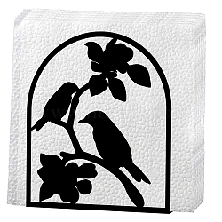 Iron Napkin Holder, Oval, Bird & Birdcage Pattern, 252x90mm(DJEW-WH0020-002)