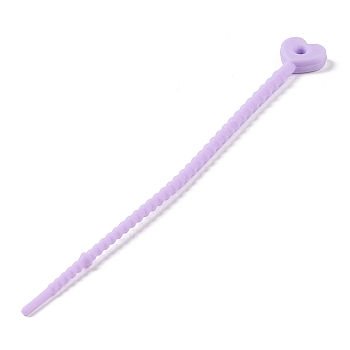 Heart Shape Silicone Cable Zip Ties, Cord Organizer Strap, for Wire Management, Violet, 128x13x4.5mm