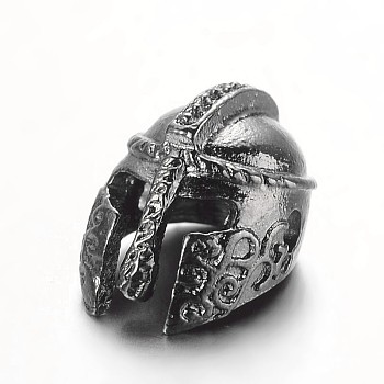 Tibetan Style Alloy Beads, Gladiator Helmet Charms, Gunmetal, 15x10x9mm, Hole: 2mm