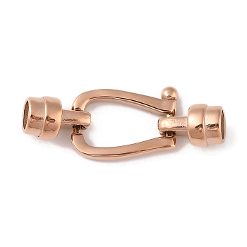 Ion Plating(IP) 304 Stainless Steel Cord Locks, Polished, Rose Gold, 35x13x7.5mm, Hole: 5mm