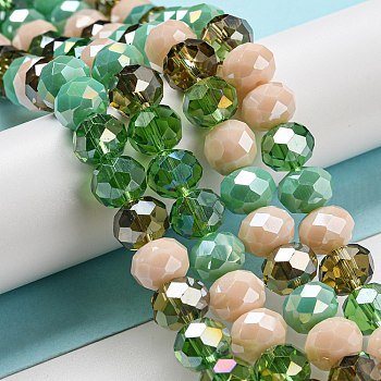 Glass Beads Strands, Faceted, Rondelle, Medium Sea Green, 10x8mm, Hole: 1mm, about 63~65pcs/strand, 19.2~20 inch(48~50cm)