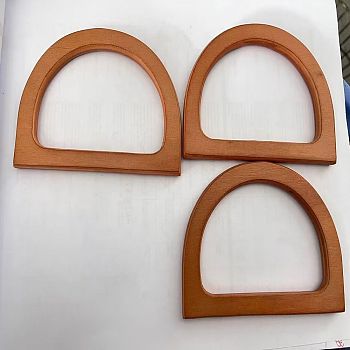 D-Shaped Wood Bag Handles, Chocolate, 8.4x12x0.85cm, Inner Diameter: 6x9.4cm