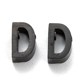 304 Stainless Steel Charms, Alphabet, Electrophoresis Black, Letter.D, 8x5x3mm, Hole: 1.8mm