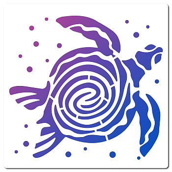 PET Plastic Hollow Out Drawing Painting Stencils Templates, Square, Sea Turtle Pattern, 18x18cm