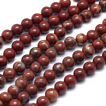 Natural Red Rainbow Jasper Beads Strands, Round, 6mm, Hole: 0.8mm, about 66pcs/Strand, 15.94 inch(40.5cm)