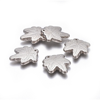 Autumn Theme CCB Plastic Pendants, Maple Leaf, Platinum, 25x21x4mm, Hole: 1mm