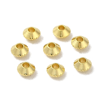 Rack Plating Brass Spacer Beads, Long-Lasting Plated, Cadmium Free & Lead Free, Bicone, Real 18K Gold Plated, 4x2.5mm, Hole: 1.2mm