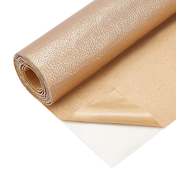 PU Leather Self-adhesive Fabric, Rectangle, Dark Goldenrod, 135x30x0.1cm
