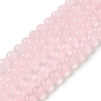 Natural & Dyed Malaysia Jade Bead Strands, Round, Pink, 10mm, Hole: 1.0mm, about 38pcs/strand, 15 inch