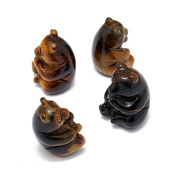 Natural Tiger Eye Sculpture Display Decorations, for Home Office Desk, Panda, 18~20x18~20.5x27~30.5mm
