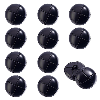 12Pcs Cowhide Shank Buttons, Half Round, 1-Hole, Black, 20.5x15.5mm, Hole: 3x2.5mm