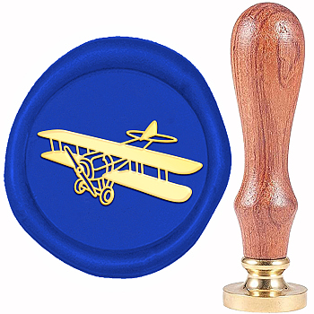 Brass Wax Seal Stamp, with Wood Handle, Golden, for DIY Scrapbooking, Plane Pattern, 20mm