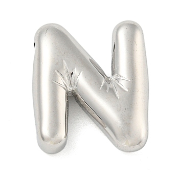 Non-Tarnish 304 Stainless Steel Pendants, Letter Charm, Letter N, 19x16x5mm, Hole: 1.5x2mm