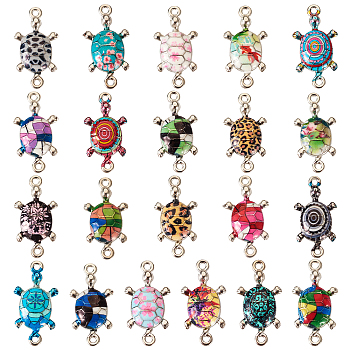 42Pcs 21 Colors Alloy Enamel Connector Charms, Platinum, Sea Turtle Links, Mixed Color, 26.5x13.5x3.5mm, Hole: 1.6mm, 2pcs/color