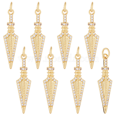 Real 18K Gold Plated Clear Arrow Brass+Cubic Zirconia Pendants
