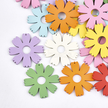 Mixed Color Flower Wood Pendants