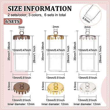 benecreat 6 наборы 3 цвета подвески для подключения стеклянной трубки(GLAA-BC0001-24)-2