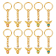 10Pcs 10 Color Tibetan Style Alloy Angeltee with ABS Plastic Imitation Pearl Beaded Charms Keychains(KEYC-PH01510)-1