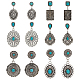 6 Pairs 6 Style Rhombus & Rectangle & Oval Synthetic Turquoise Dangle Stud Earrings(EJEW-AN0001-05)-1