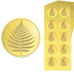 15 Sheets Gold Foil Paper Picture Stickers, Round Dot Decorative Stickers, Leaf, 195x80x10mm, Sticker: 35mm in diameter, about 10pcs/sheet(STIC-WH0025-007)