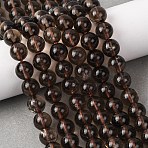 Natural Smoky Quartz Bead Strands, Round, 8mm, Hole: 1mm, about 47pcs/strand, 14.5 inch(G-G735-28-8mm)