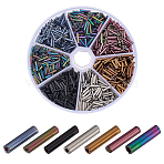 63G 7 Style Glass Bugle Beads, Mixed Color, 9x2mm, Hole: 0.5mm, 9 g/style(SEED-AR0001-43)