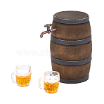 3Pcs 2 Styles Wooden Wine Barrel Miniature Ornaments, for Garden Dollhouse Accessories, with Alloy Faucet, Mixed Color, 51x42x32mm(AJEW-GA0008-25)