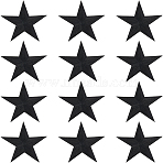 12Pcs Star Shape Cloth Embroidery Applqiues, Iron on/Sew on Patches, Black, 80x82x2mm(PATC-GF0001-33A)