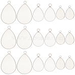 60Pcs 3 Styles 304 Stainless Steel Pendant Cabochon Settings, Milled Edge Bezel Cups, Teardrop, Stainless Steel Color, Tray: 13~24x10~18mm, 17.5~29x10.5~18.5x1.2~1.5mm, Hole: 1.6~2.4mm, 20pcs/style(STAS-SC0006-17)