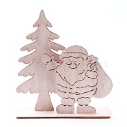 Undyed Platane Wood Home Display Decorations, Christmas Tree with Santa Claus, BurlyWood, 116x42.5x132.5mm, 3pcs/set(DJEW-F006-05)