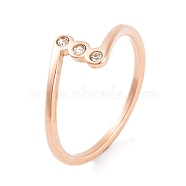 304 Stainless Steel Finger Ring foe Women, with Rhinestone, Rose Gold, 8mm, US Size 6~9(16.5~18.9mm)(RJEW-C086-17-RG)