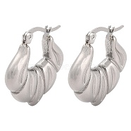 304 Stainless Steel Hoop Earrings, Teardrop, Stainless Steel Color, 25x23.5x5mm.(EJEW-K259-07P)