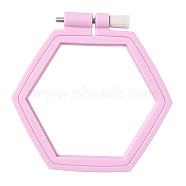 Adjustable ABS Plastic Hexagon Embroidery Hoops, Embroidery Circle Cross Stitch Hoops, for Sewing, Needlework and DIY Embroidery Project, Pink, 155x140mm(TOOL-PW0003-018D-01)