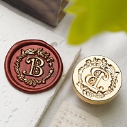 Golden Tone Wax Seal Brass Stamp Head, Flower with Letter Pattern, for Wax Seal Stamp, Letter B, 24x14mm, Inner Diameter: 7mm(DIY-B079-01G-B)