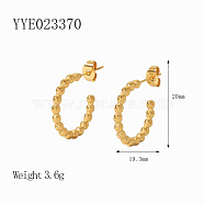 French Vintage Stainless Steel C-Shaped Stud Earrings, Real 18K Gold Plated, 20x19.3mm(YQ8592-5)