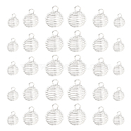 30Pcs Lantern Iron Wire Pendants Set, with 1pc Silver Polishing Cloth, Spiral Bead Cage, Silver, 30pcs/bag(IFIN-YW0001-23S)