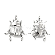 Brass Pendants, Insect Charm, Real Platinum Plated, 17x13.5x3mm, Hole: 1.6mm(KK-G447-10P)