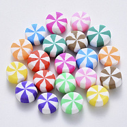 Handmade Polymer Clay Beads, No Hole/Undrilled, Candy, Mixed Color, 9~11x4.5~6mm(X-CLAY-R084-01)