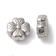 Non-Tarnish 304 Stainless Steel Beads, Flower, Stainless Steel Color, 8x4mm, Hole: 1.5mm(STAS-I305-160P)