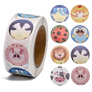 Self-Adhesive Paper Stickers, Gift Tag, for Party, Decorative Presents, Round, Colorful, Animal Pattern, 25mm, 500pcs/roll(DIY-K027-D02)