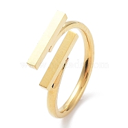 Ion Plating(IP) 304 Stainless Steel Double Rectangle Open Cuff Rings, Golden, Inner Diameter: 17.2mm(RJEW-K244-04G)