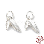 925 Sterling Silver Charms, Leaf, Silver, 10x6x1.5mm, Hole: 2.5mm(STER-H106-05S)