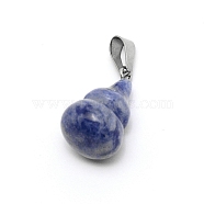Natural Sodalite Pendants, with Platinum Plated Brass Bails, Gourd, 22.5x13mm, Hole: 4x7.5mm(G-WH0006-22J)