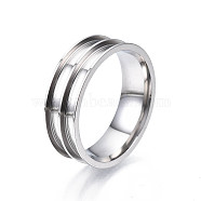 201 Stainless Steel Ring Core Blank for Inlay Jewelry Making, Double Channel Beveled Edge Ring, Stainless Steel Color, Size 13, Inner Diameter: 23mm(RJEW-ZX002-05-13)