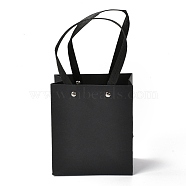 Rectangle Paper Bags, with Nylon Handles, for Gift Bags and Shopping Bags, Black, 13x0.4x15cm(CARB-O004-01A-06)