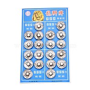 Iron Sewing Snap Button, Press Studs, Garment Buttons, Flat Round, Platinum, 15.5~16x5mm, Hole: 2.5x1.5mm, about 20sets/card, 6cards/box(SNAP-R028-16mm-02P-B)